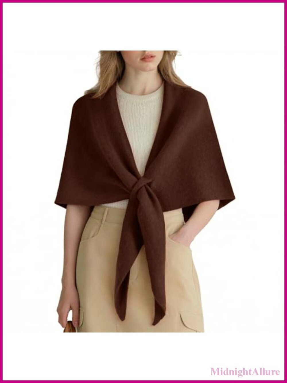 100% Merino Wool Shawl Wrap Triangle Scarf Pashmina Loop Closure